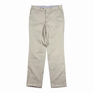 Paul Stuart Mens Chino Pants Cotton Flat Front Trousers Sz 34x33 Beige